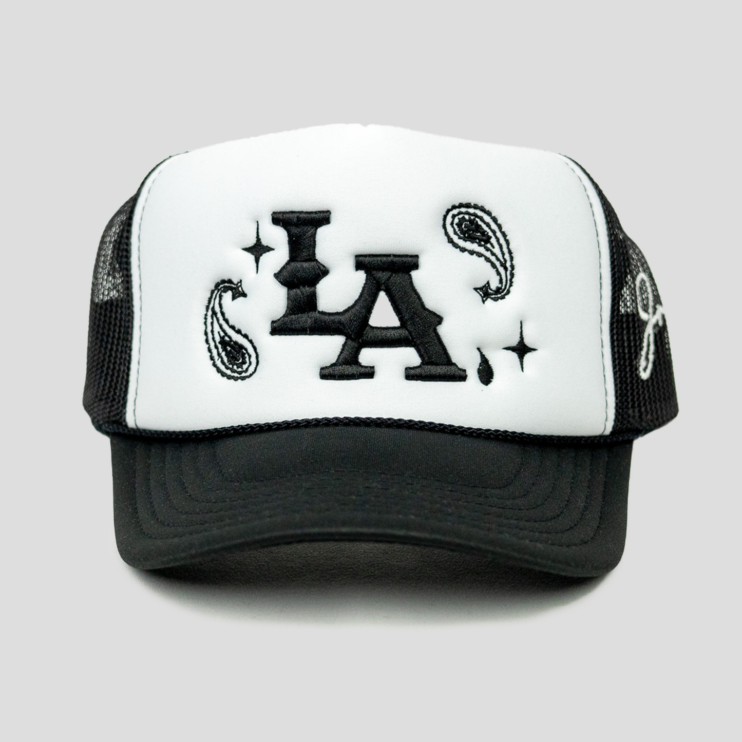 LA Paisley Trucker Hat (BLACK/WHITE)