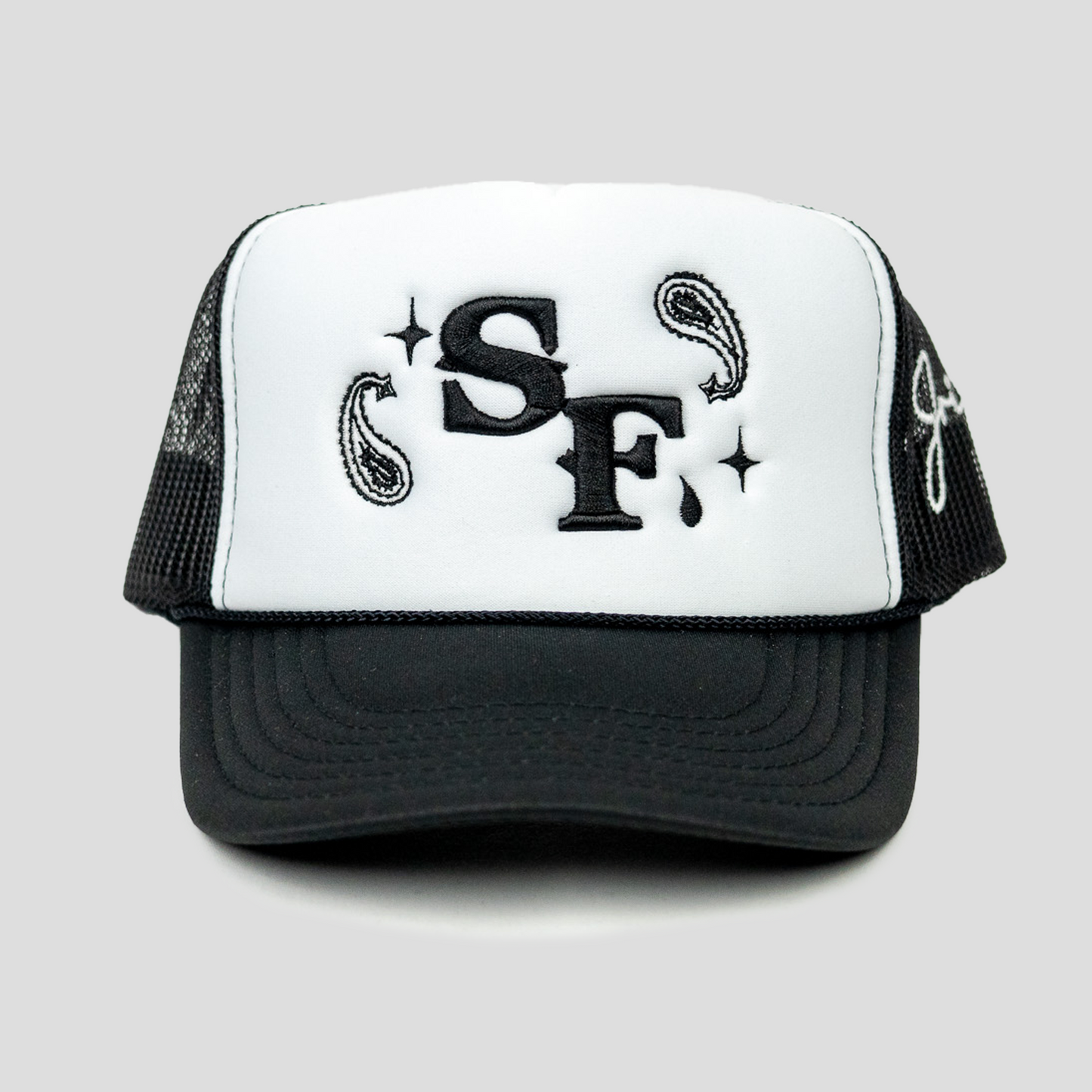 SF Paisley Trucker Hat (BLACK/WHITE)