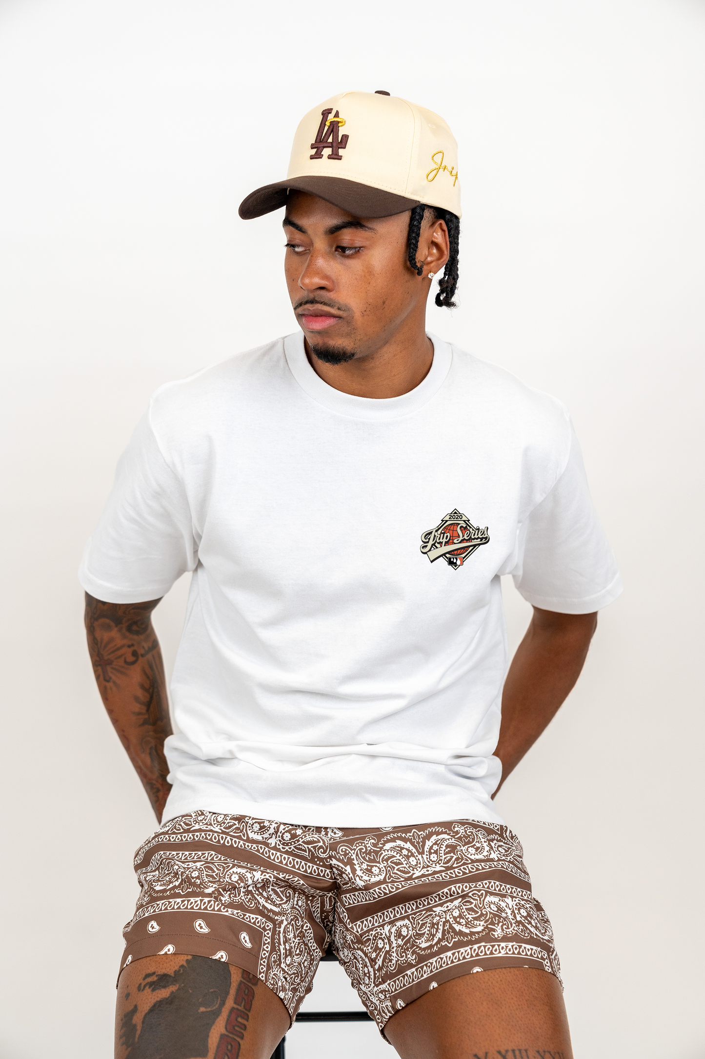 LA Halo Snapback Hat (CREAM/BROWN)