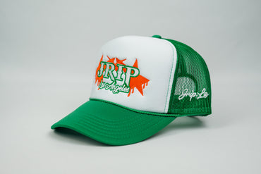 JRIP LA Dripping Stars Trucker Hat (WHITE/KELLY GREEN/ORANGE)