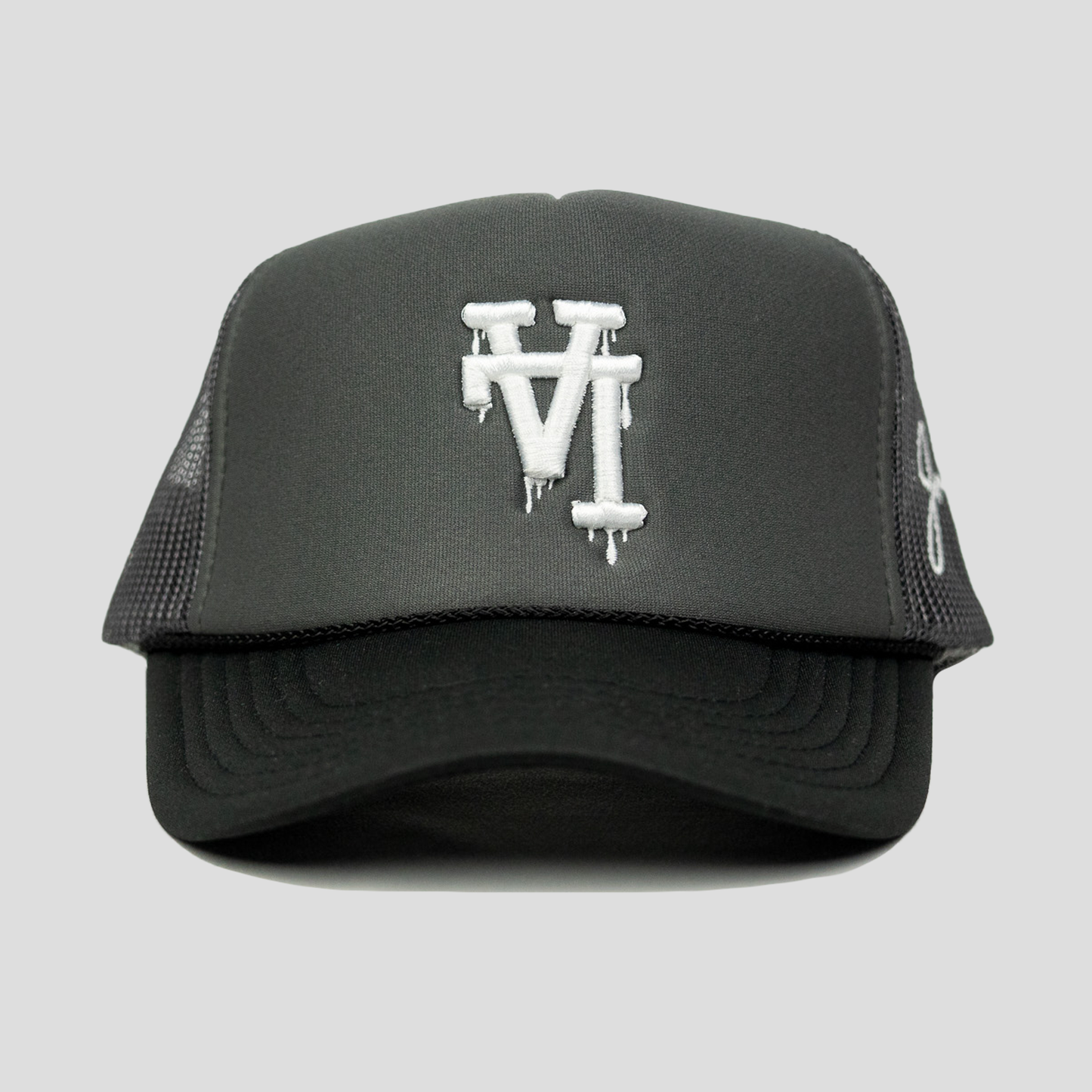 LA Dripping Trucker Hat (GREY/BLACK)
