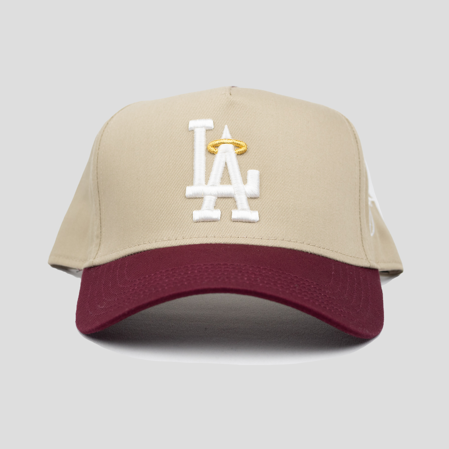 LA Halo Snapback Hat (KHAKI/MAROON)