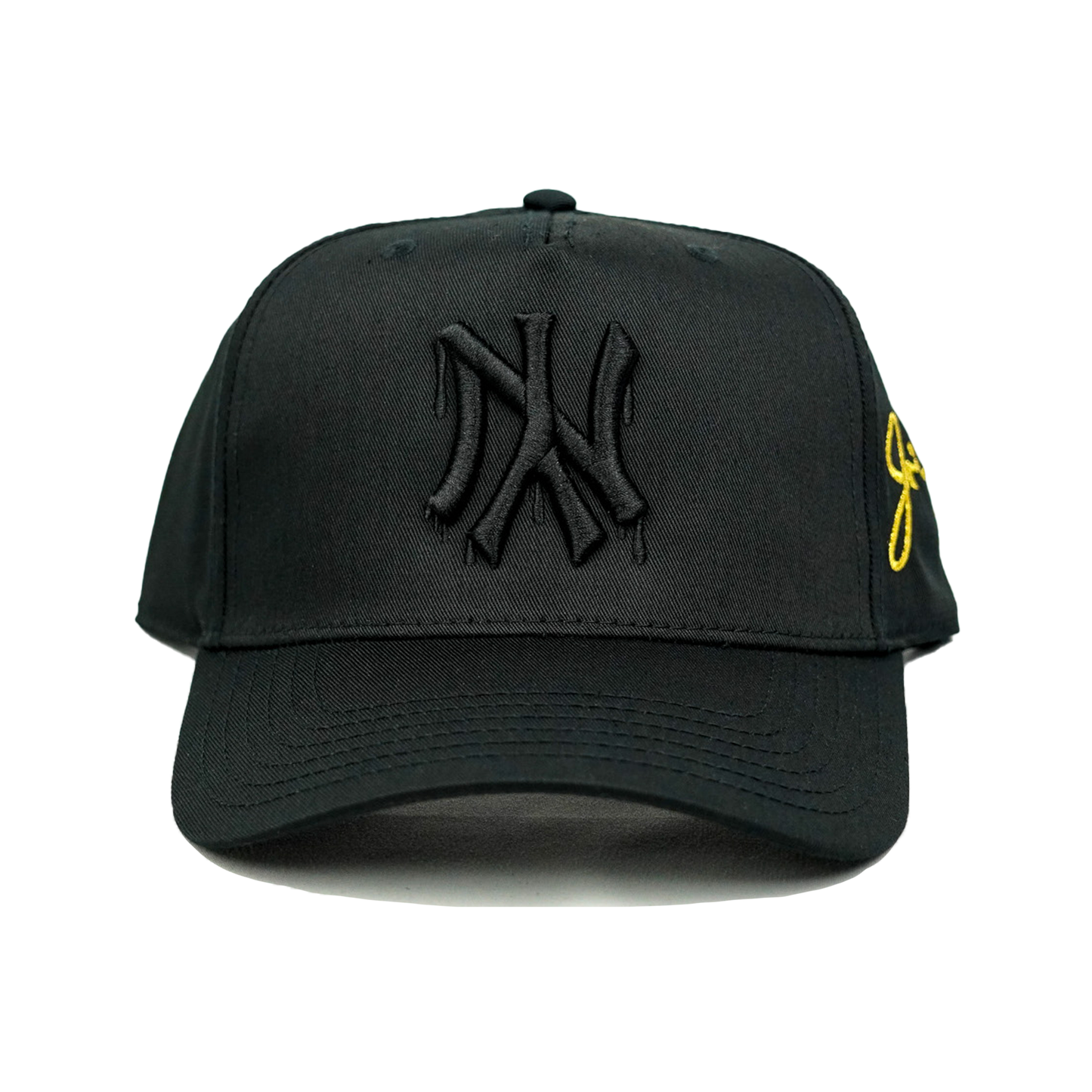 NY Dripping Snapback Hat (BLACK/BLACK)