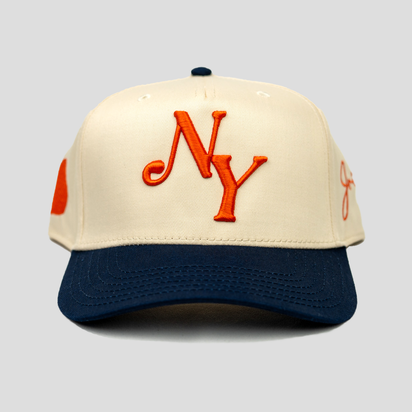 NY Big Apple Snapback Hat (CREAM/NAVY)