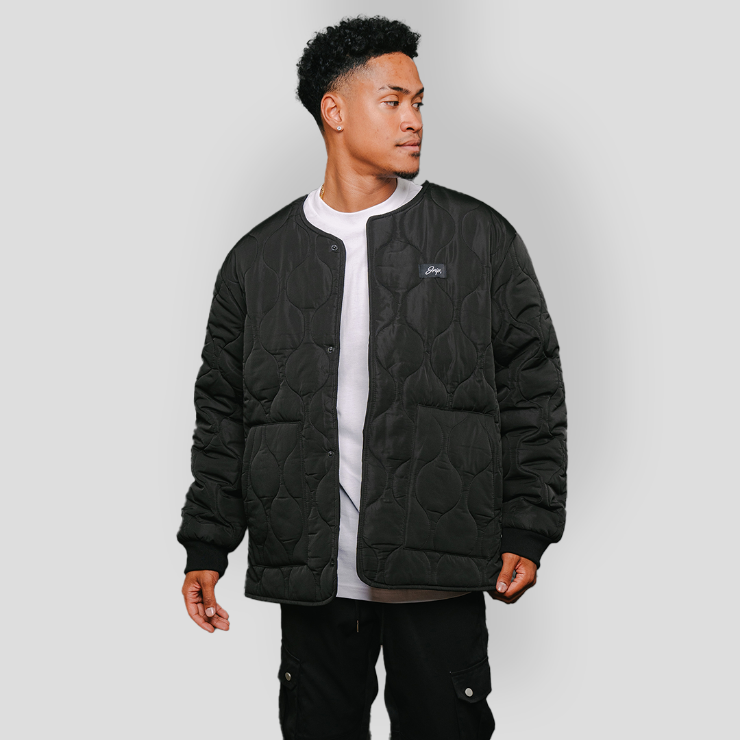 Quilted Bomber Jacket (BLACK)