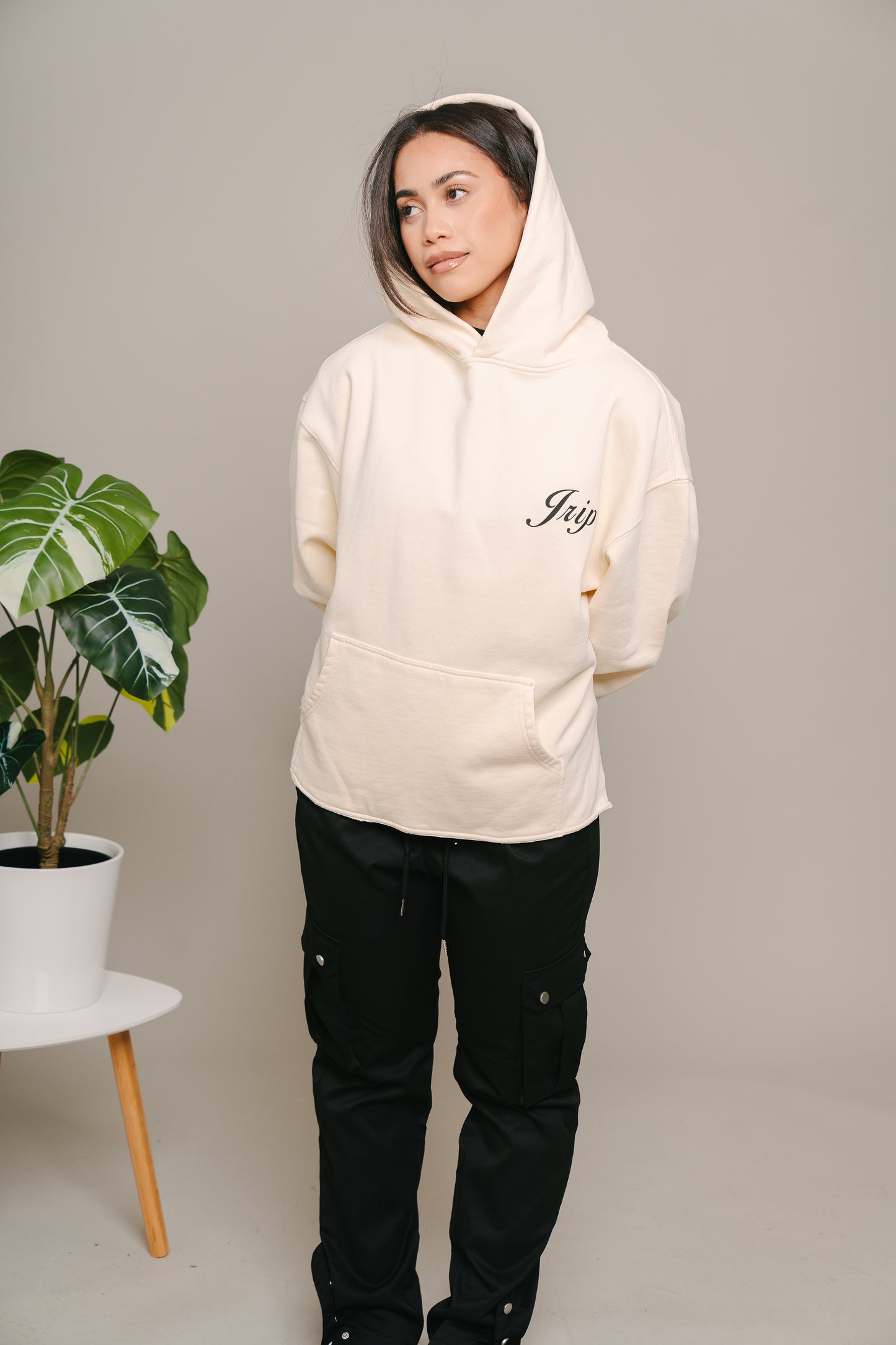 Jrip Cropped Lux Hoodie (CREAM)