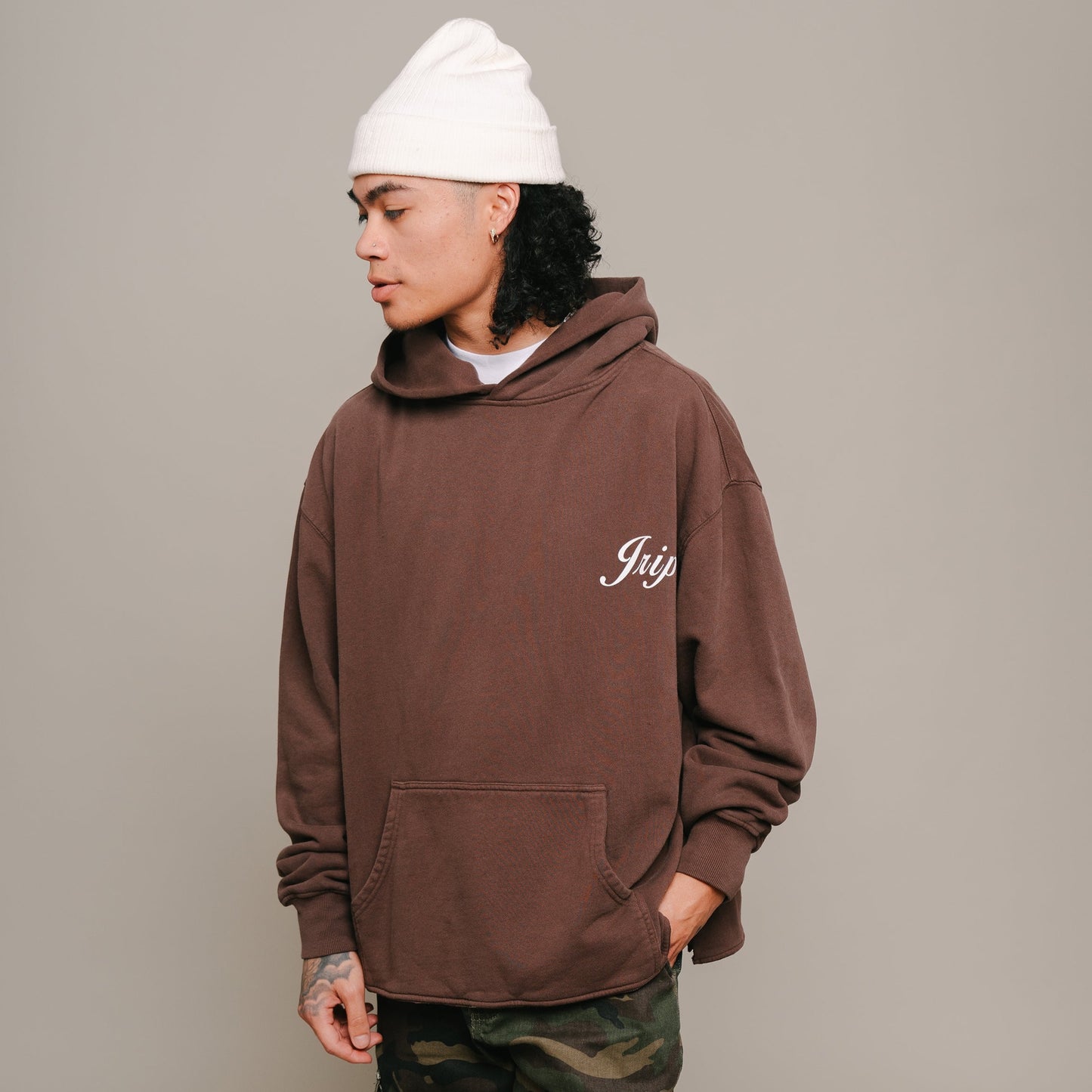 Jrip Cropped Lux Hoodie (BROWN)