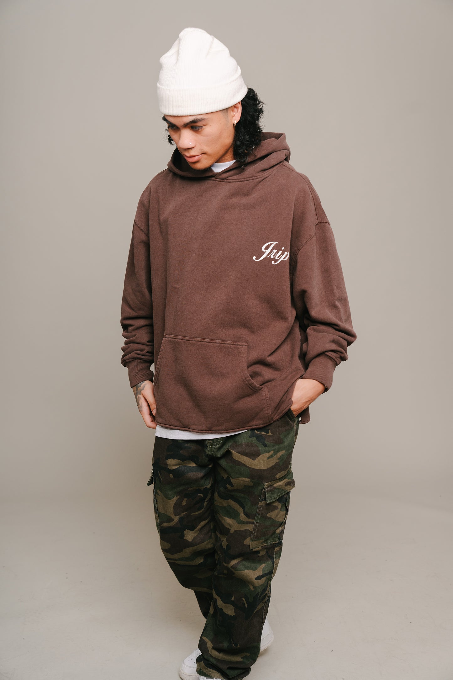 Jrip Cropped Lux Hoodie (BROWN)