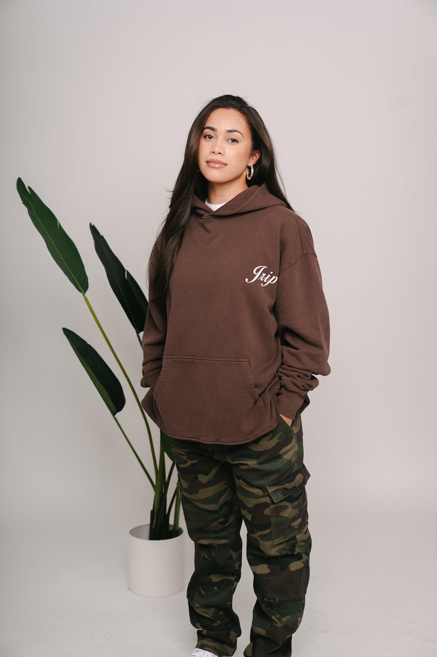 Jrip Cropped Lux Hoodie (BROWN)