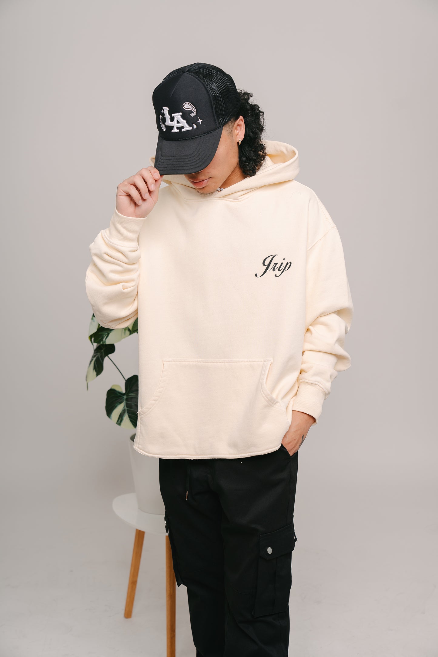 Jrip Cropped Lux Hoodie (CREAM)