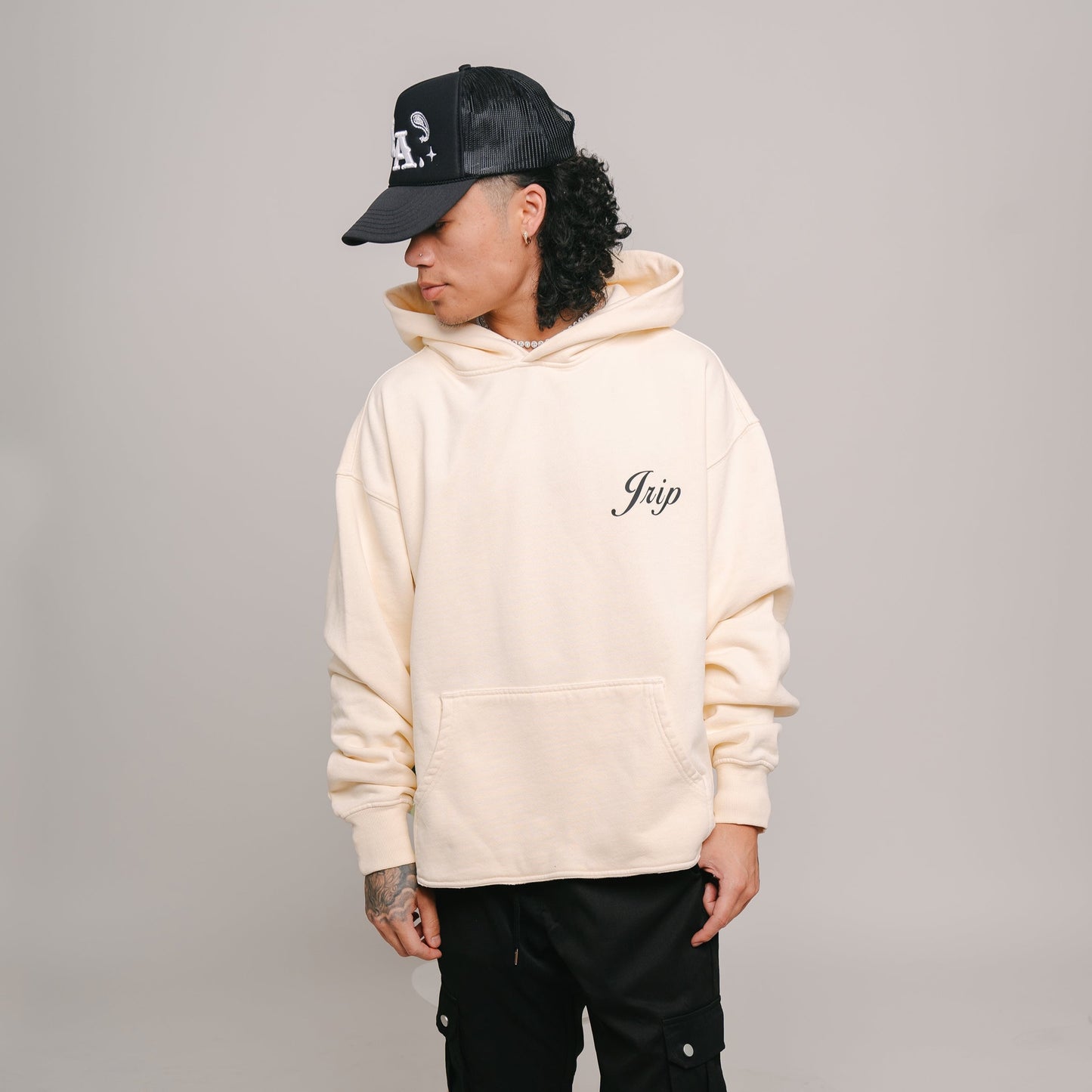 Jrip Cropped Lux Hoodie (CREAM)