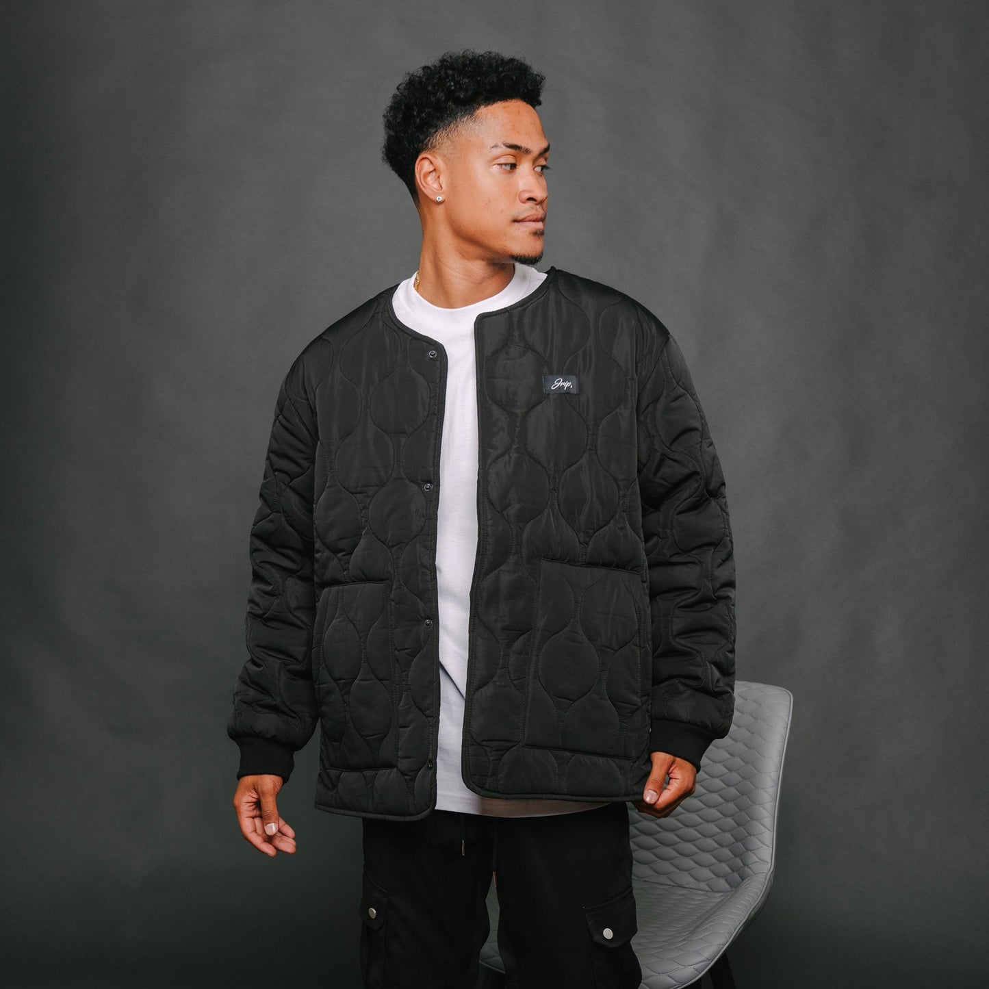Quilted Bomber Jacket (BLACK)