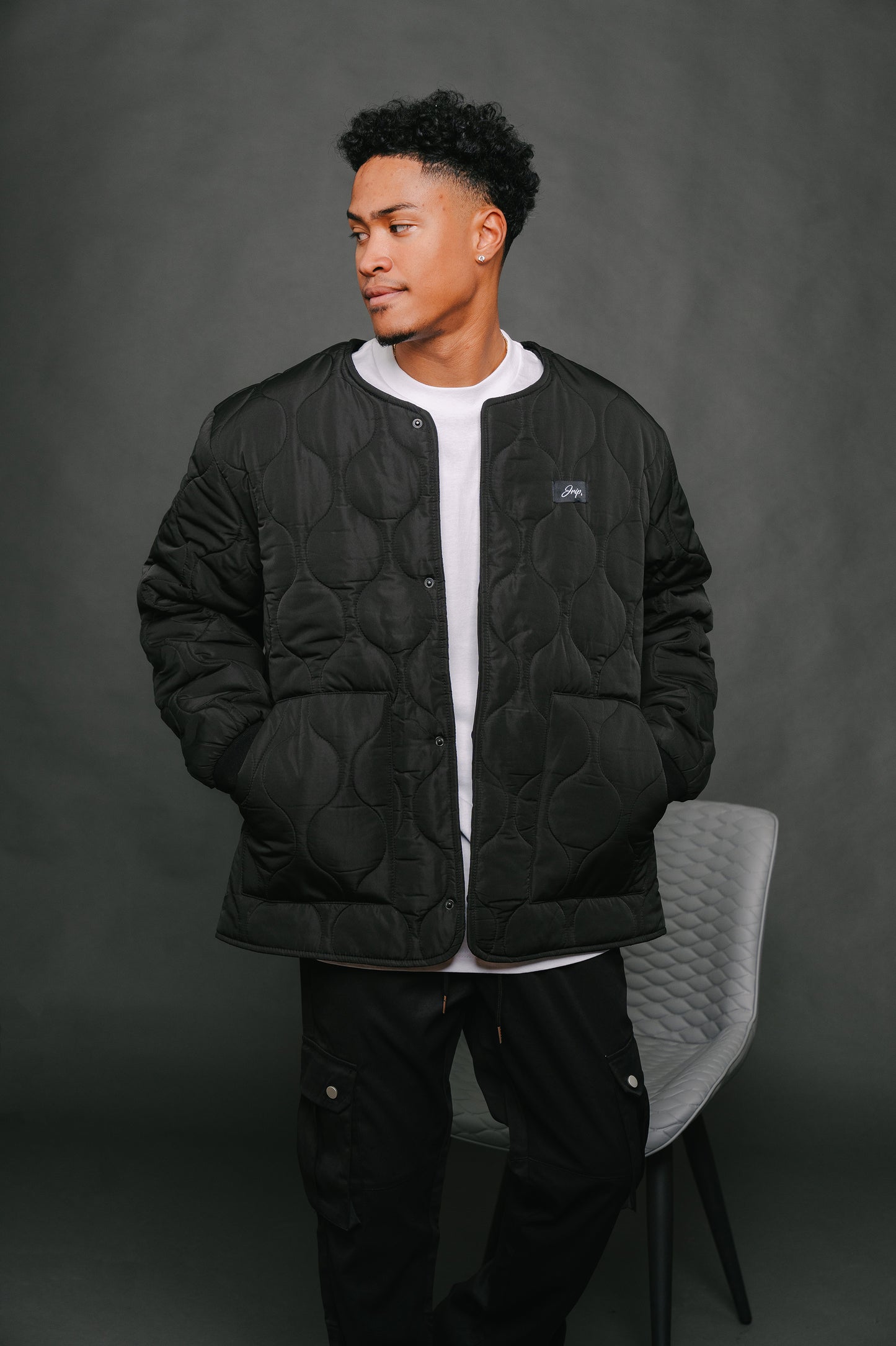 Quilted Bomber Jacket (BLACK)
