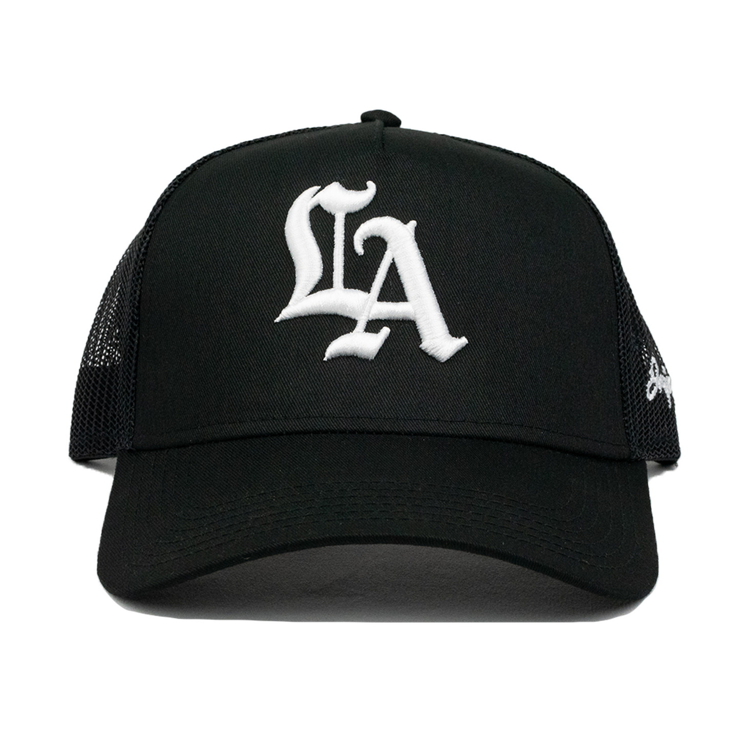 Old English LA Structured Trucker Hat (BLACK)