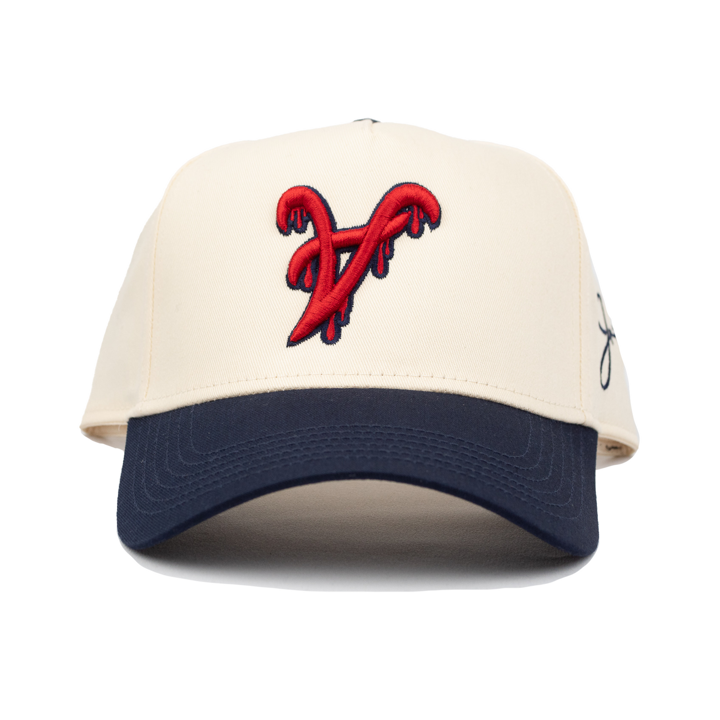 ATL Dripping Snapback Hat (CREAM/NAVY BLUE)