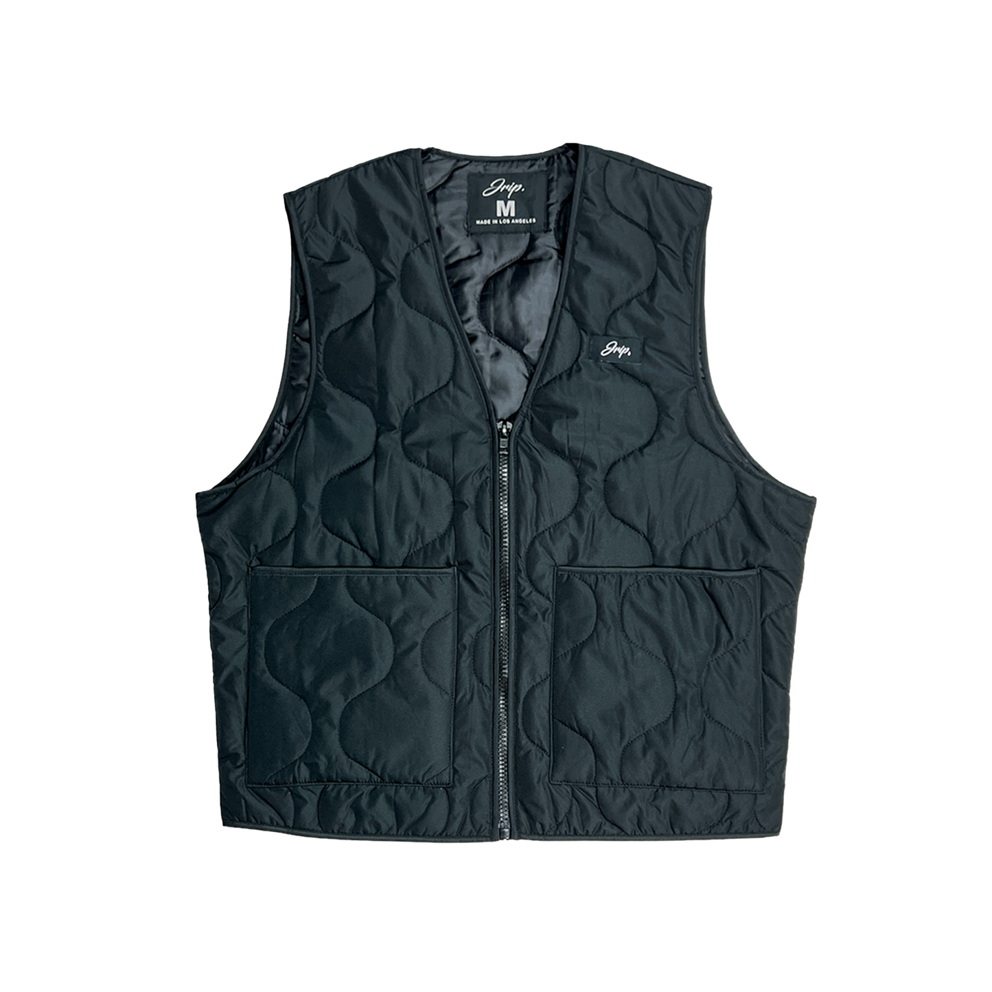 Quilted Zip-Up Vest (BLACK)