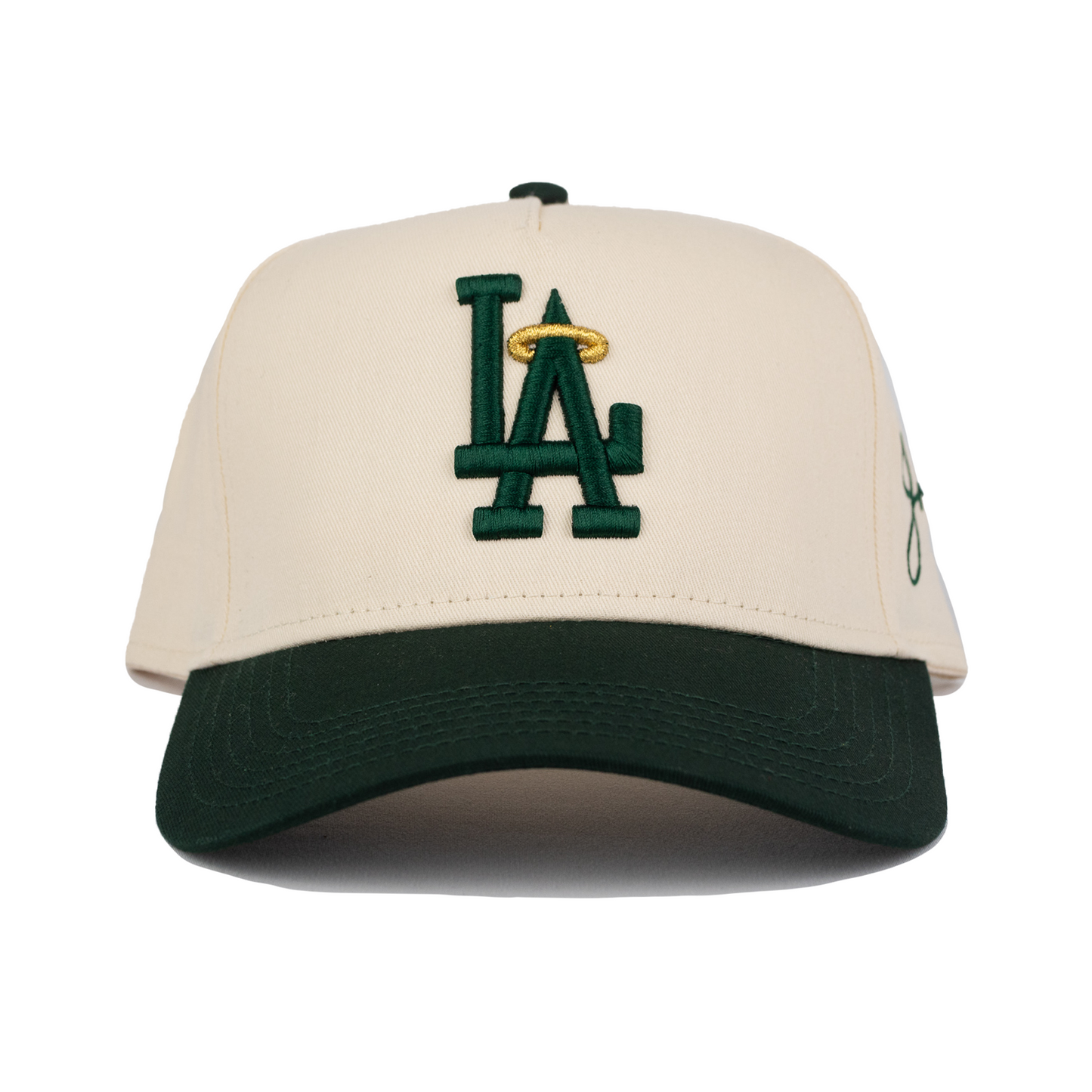 LA Halo Two-Tone Snapback Hat (CREAM/GREEN)