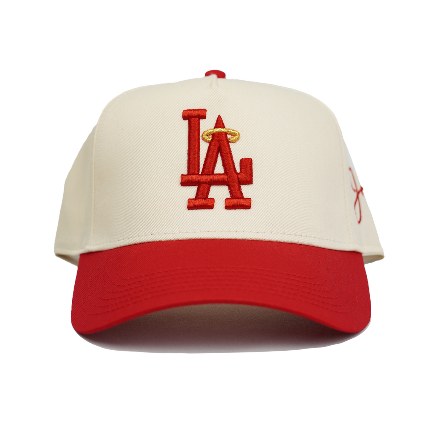 LA Halo Snapback Hat (CREAM/RED)