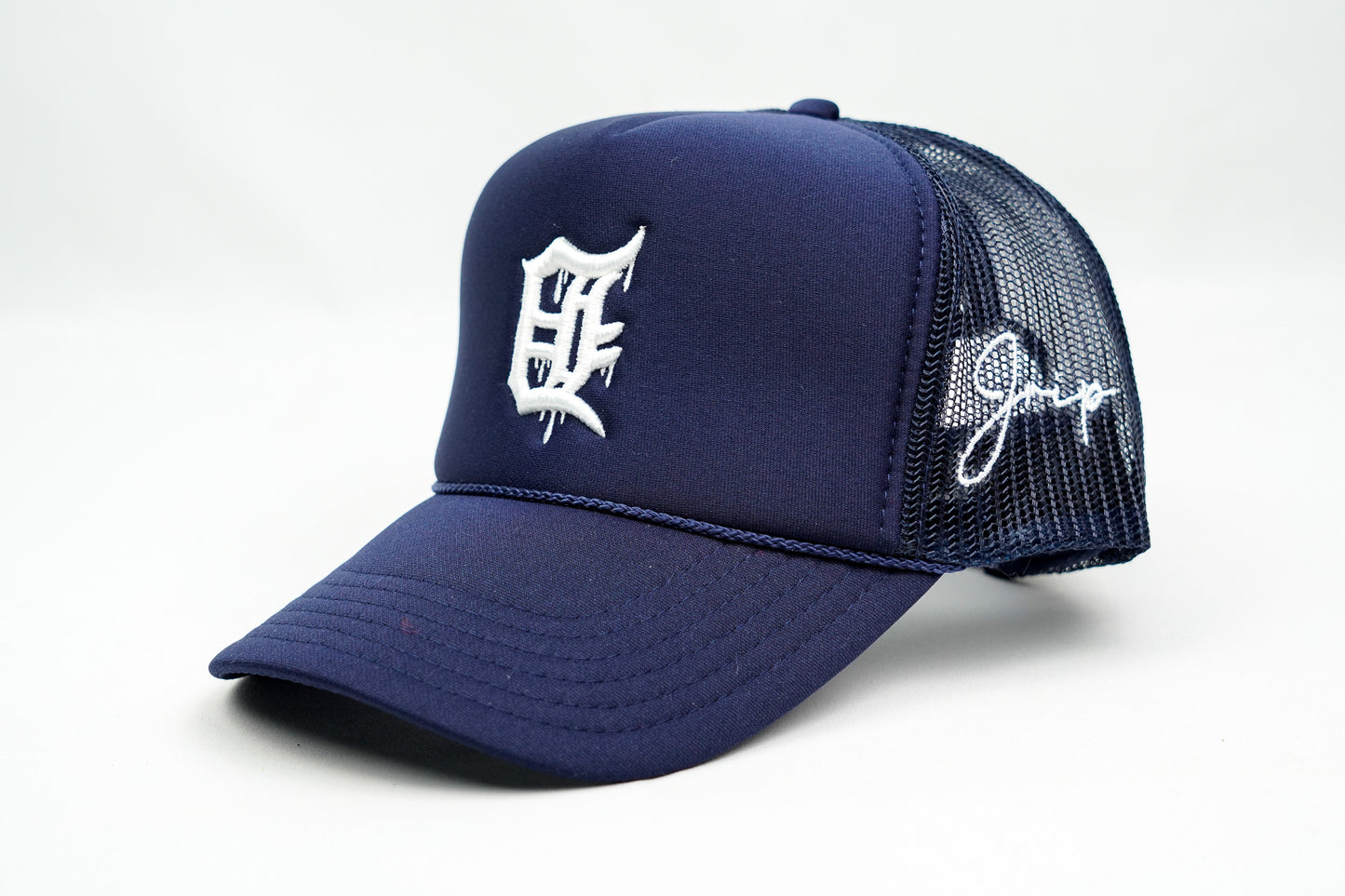 Detroit Dripping Trucker Hat (NAVY)