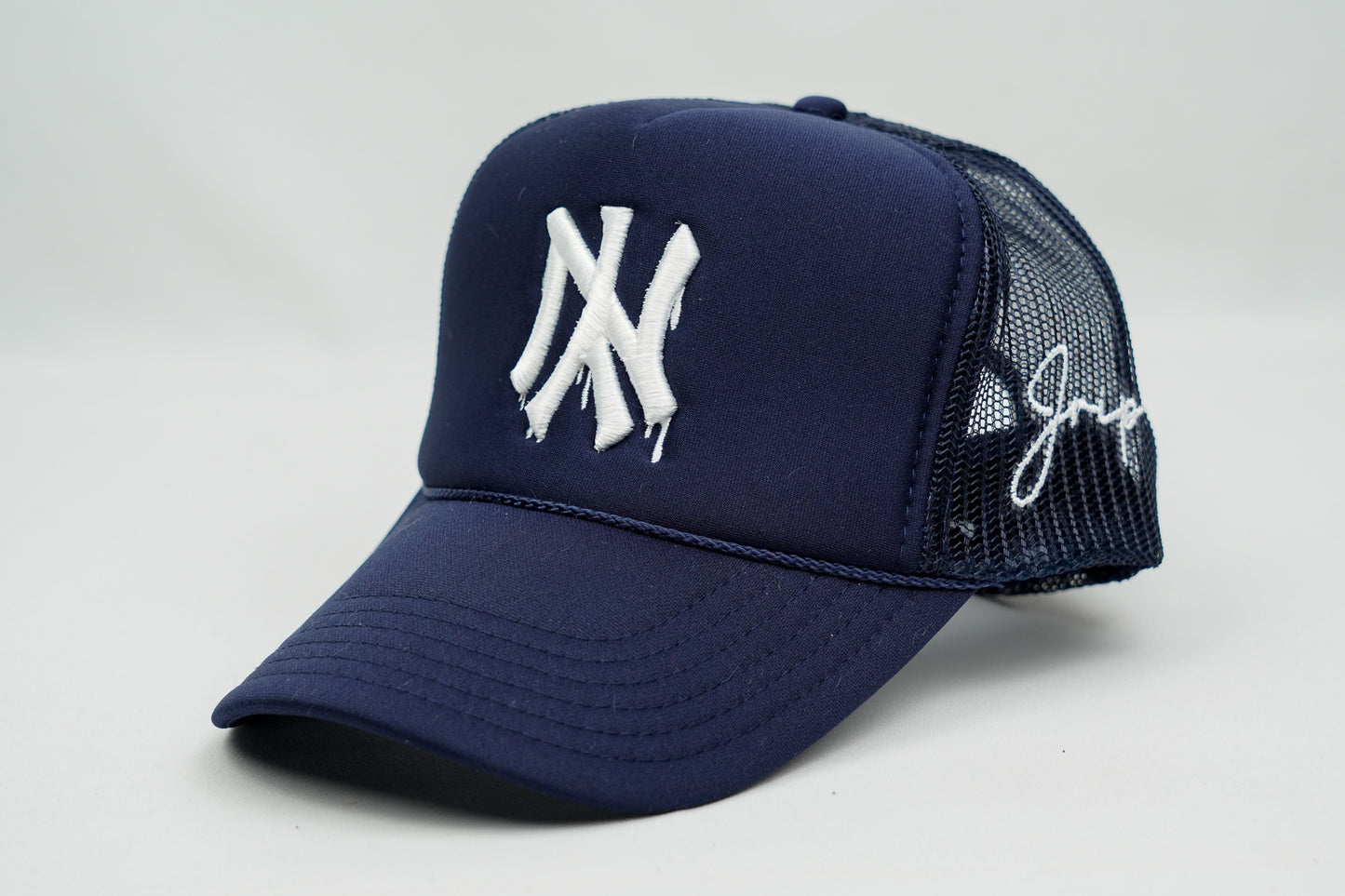 NY Dripping Trucker Hat (NAVY)