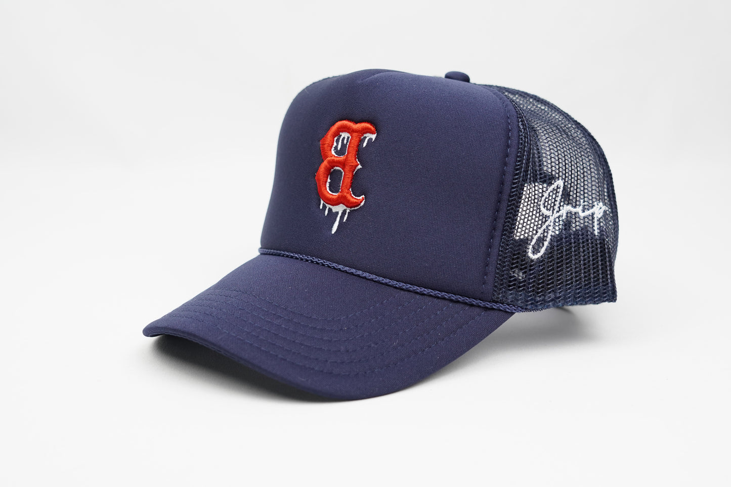 Boston Dripping Trucker Hat (NAVY)