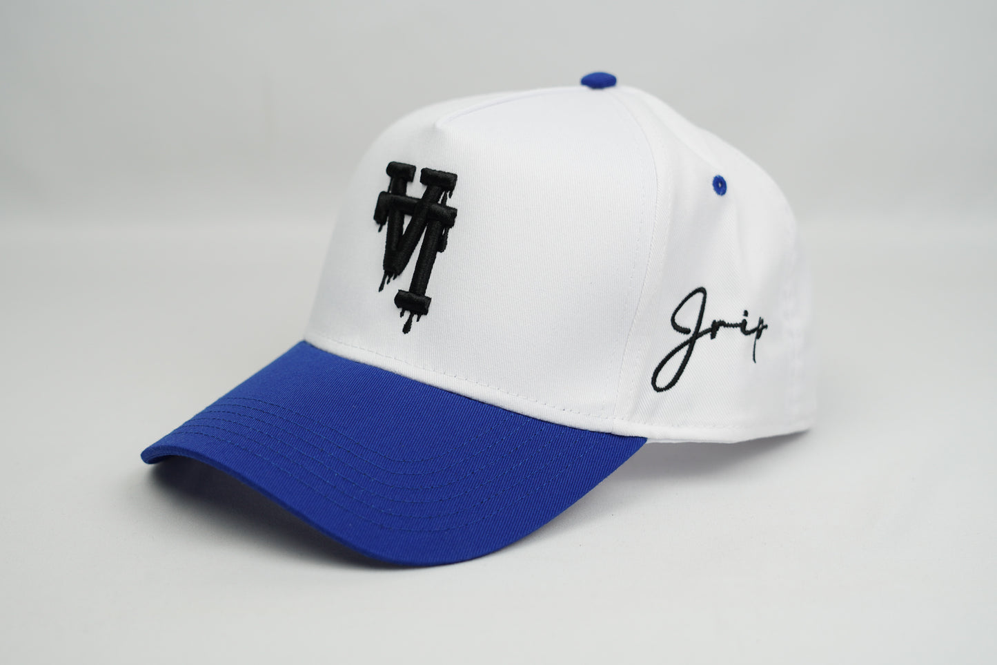 LA Dripping Snapback Hat (WHITE/BLUE/BLACK)