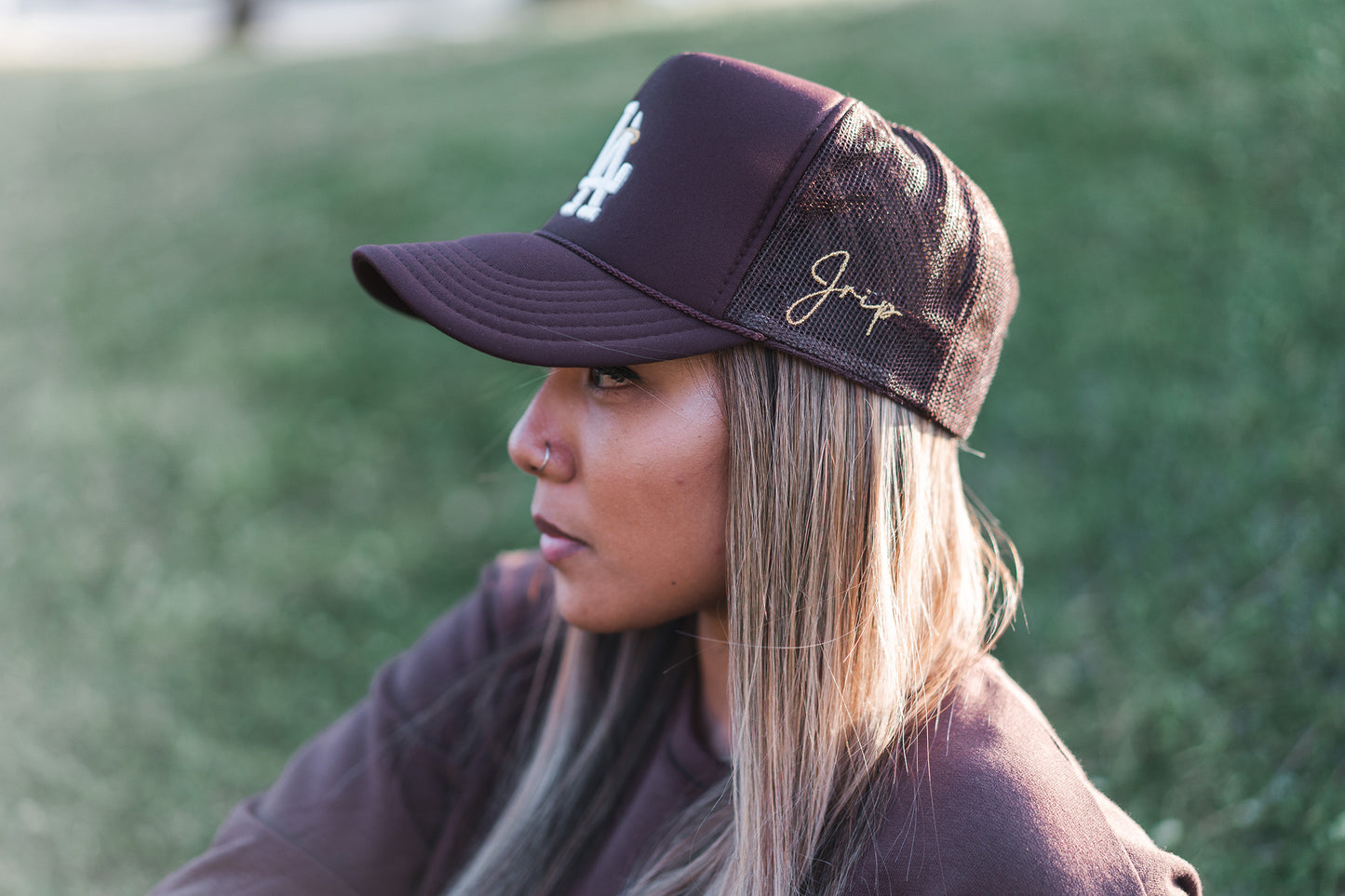 LA Halo Trucker Hat (BROWN)