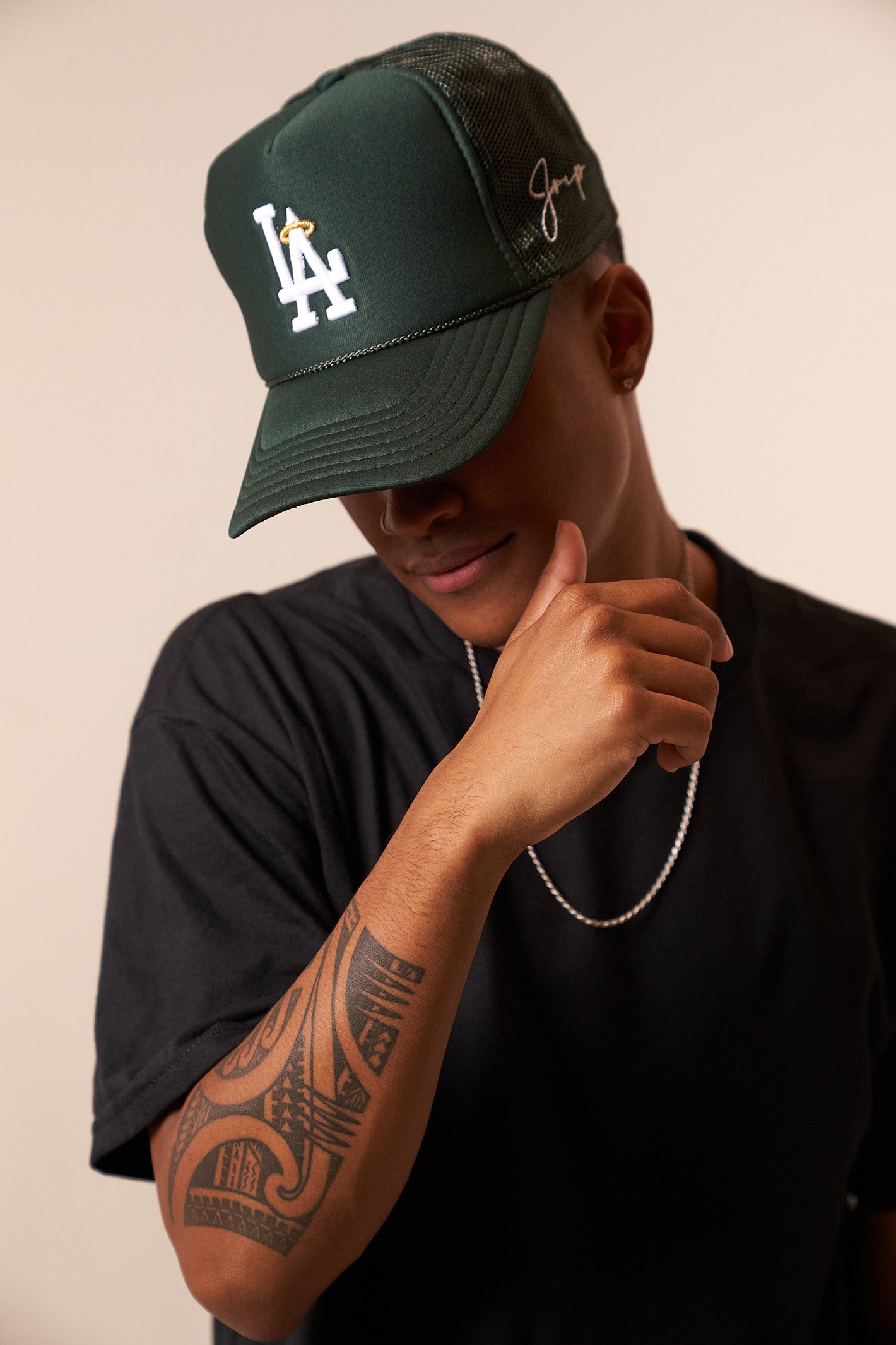 Dark Green LA Halo Trucker Hat