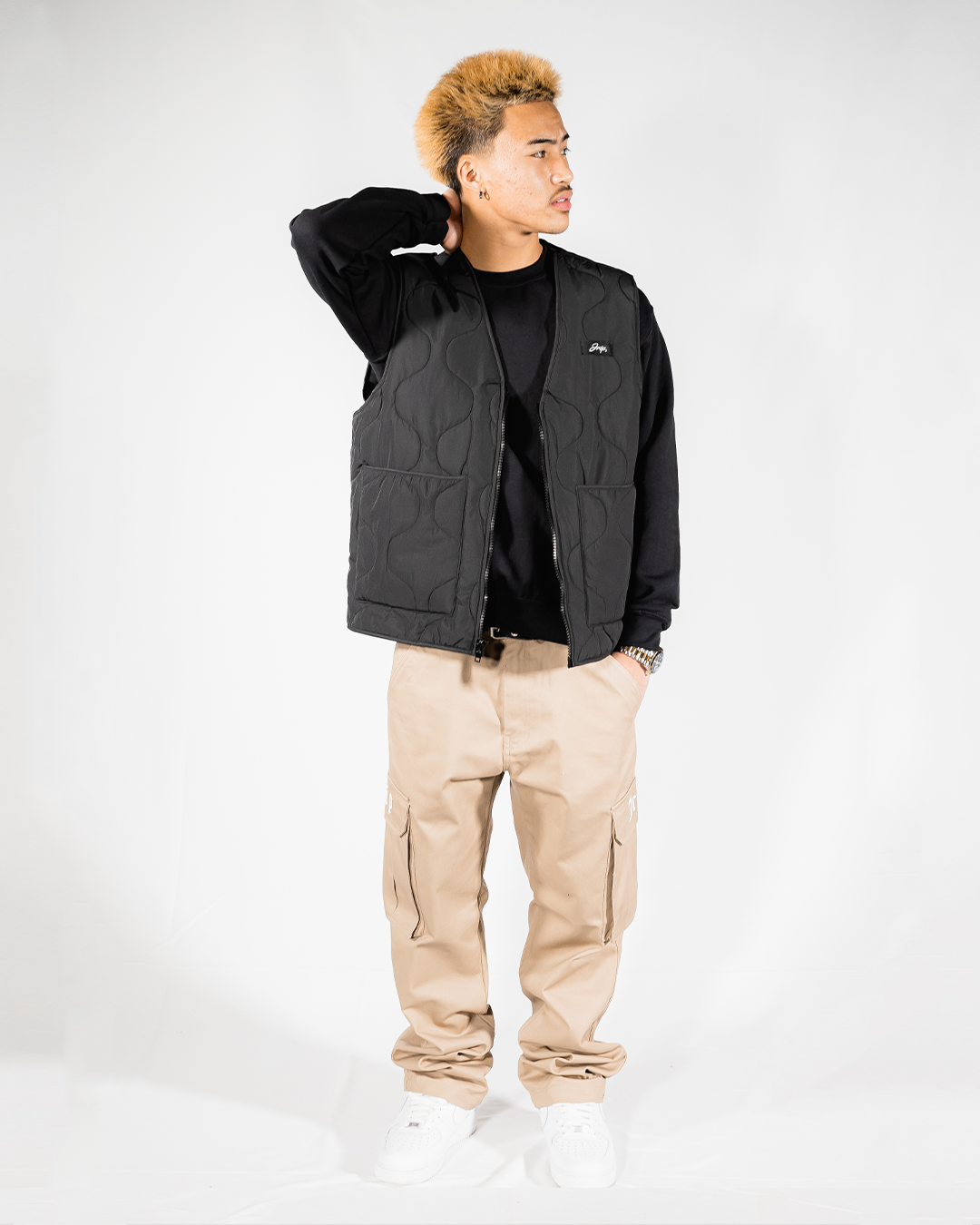 Quilted Zip-Up Vest (BLACK)