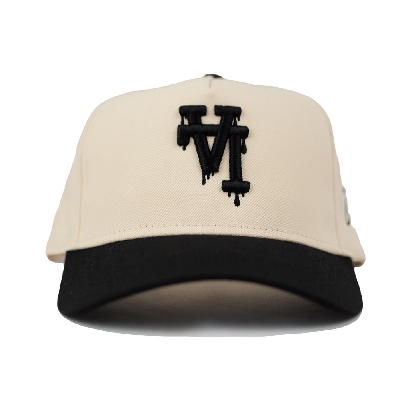 LA Dripping Snapback Hat (CREAM/BLACK)