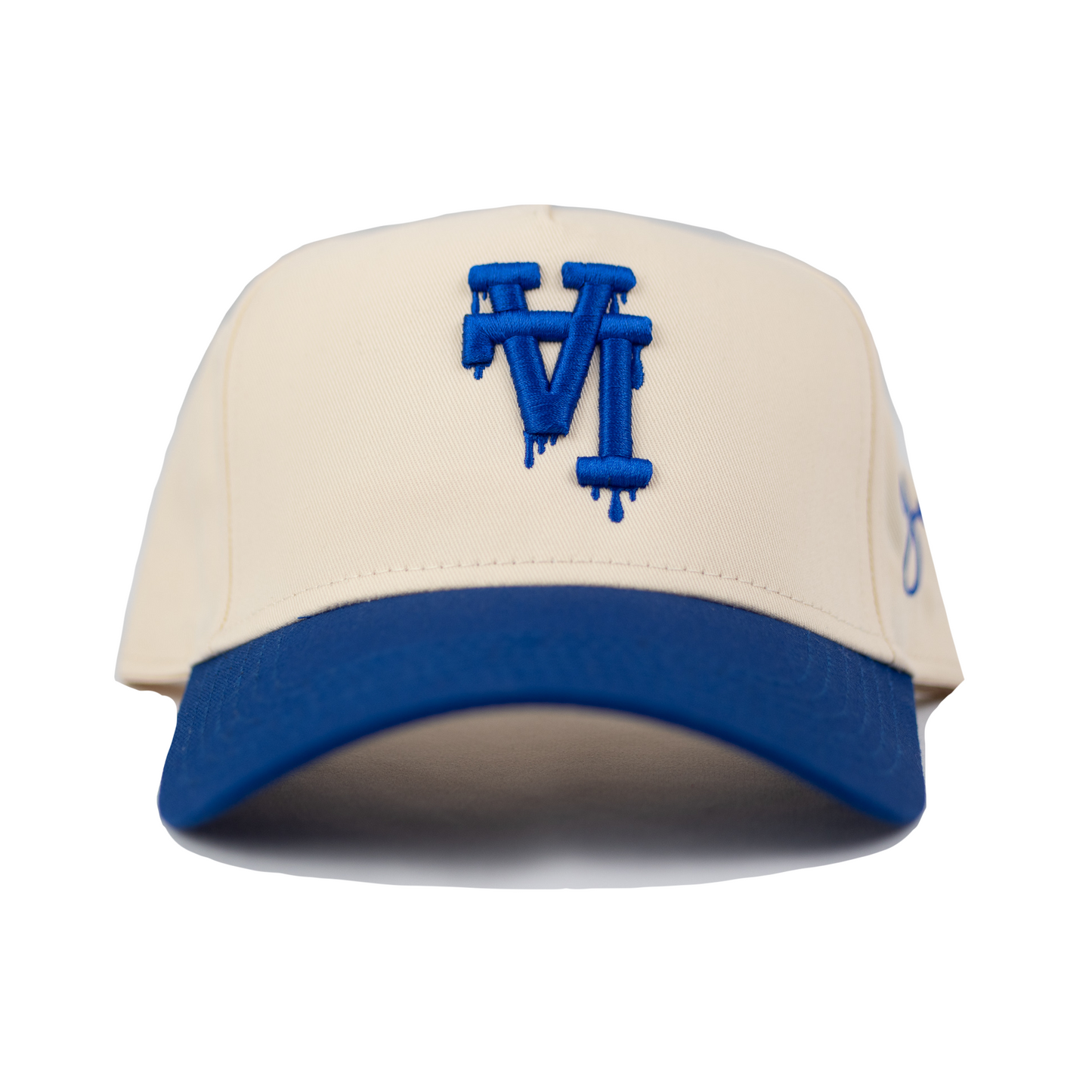 LA Dripping Snapback Hat (CREAM/ROYAL BLUE)
