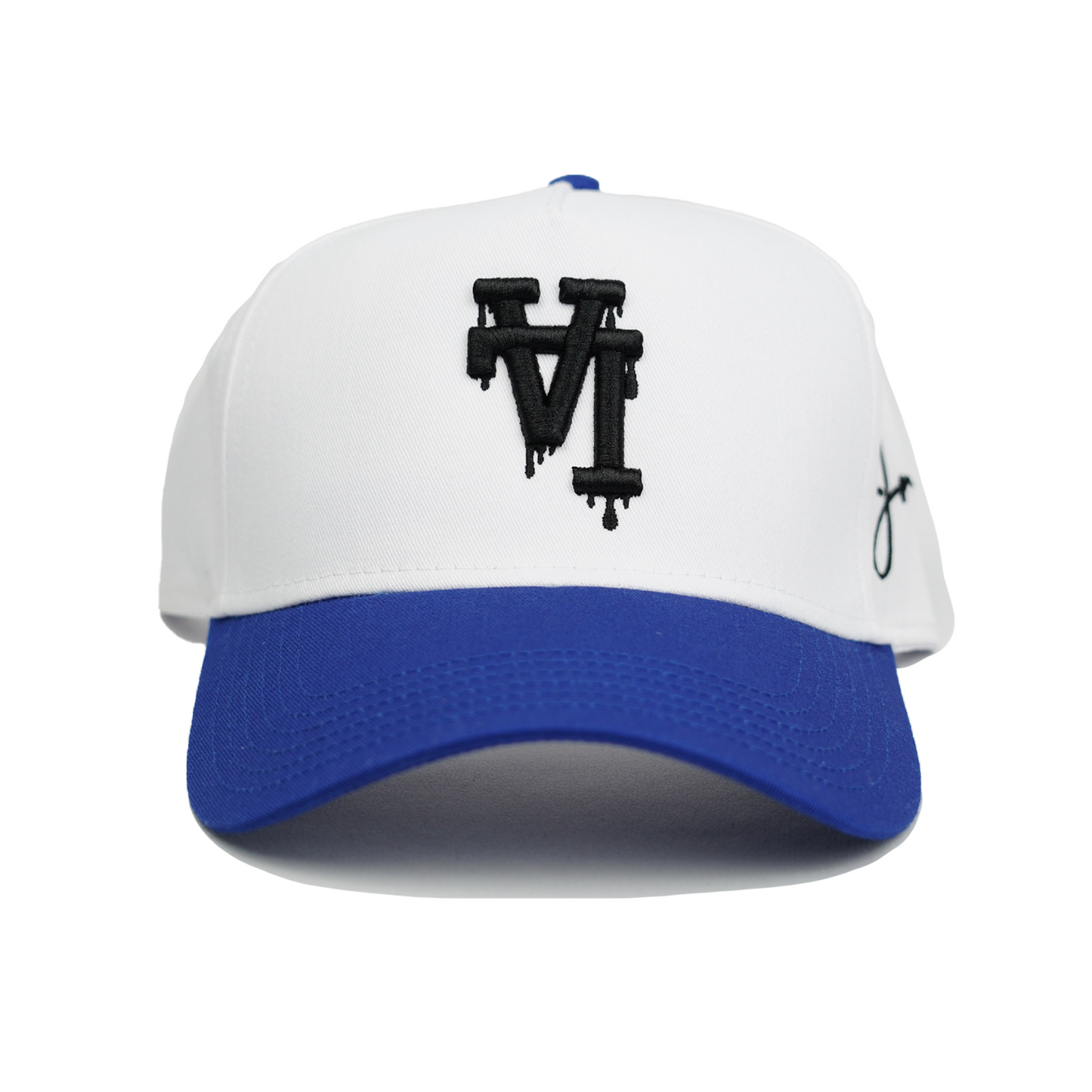 LA Dripping Snapback Hat (WHITE/BLUE/BLACK)