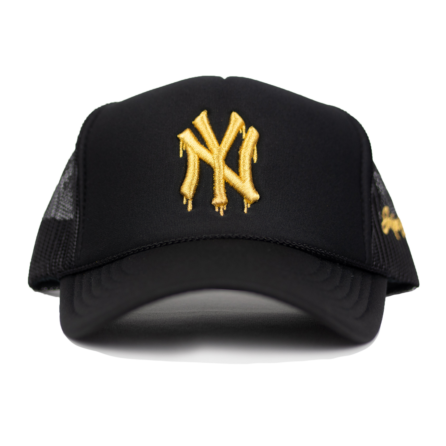 NY Gold Dripping Trucker Hat (BLACK)