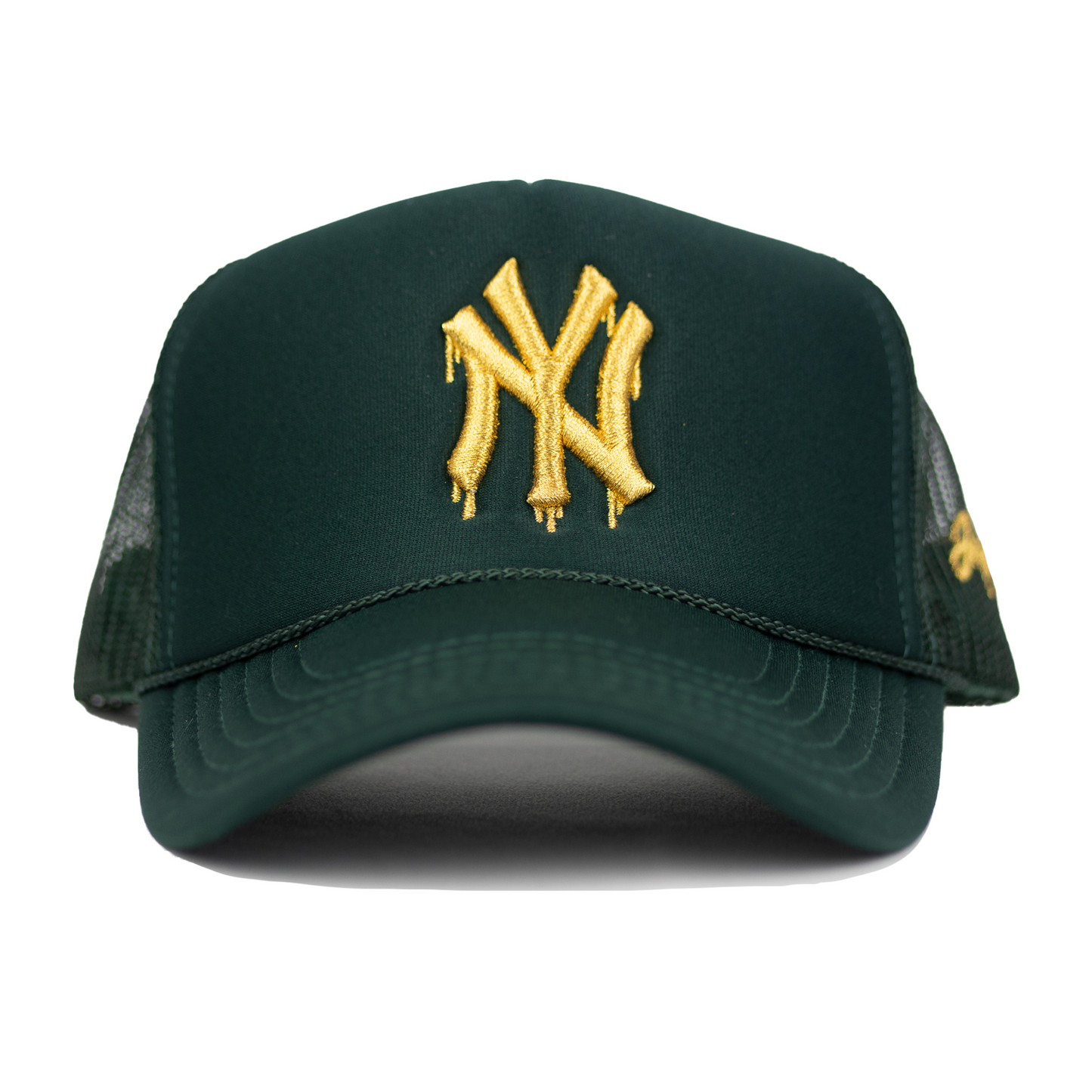 NY Gold Dripping Trucker Hat (GREEN)