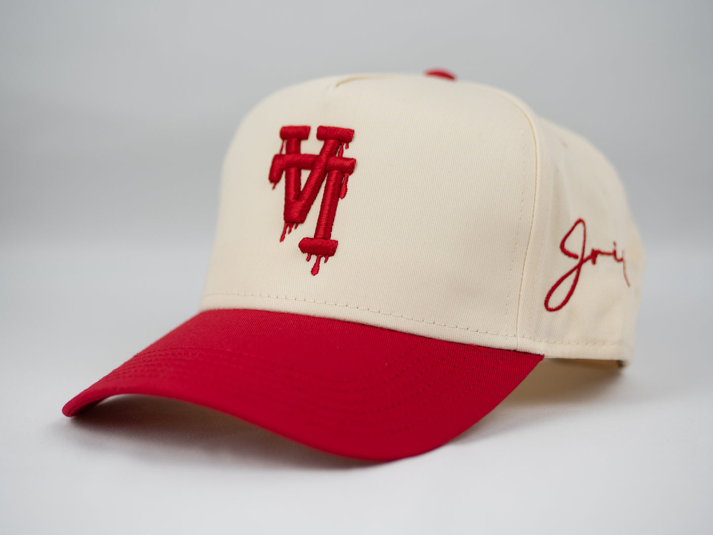 LA Dripping Snapback Hat (CREAM/RED)