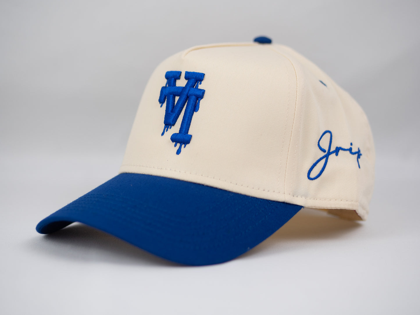 LA Dripping Snapback Hat (CREAM/ROYAL BLUE)