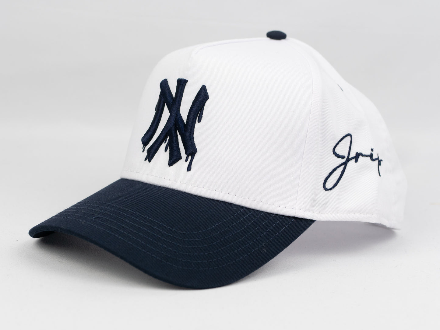 NY Dripping Snapback Hat (WHITE/NAVY)