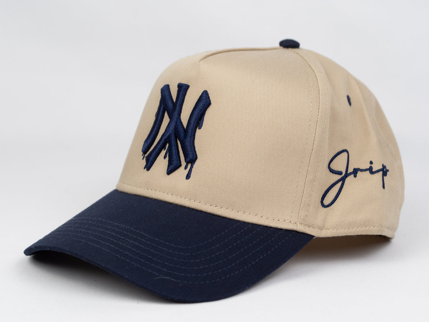 NY Dripping Snapback Hat (KHAKI/NAVY)