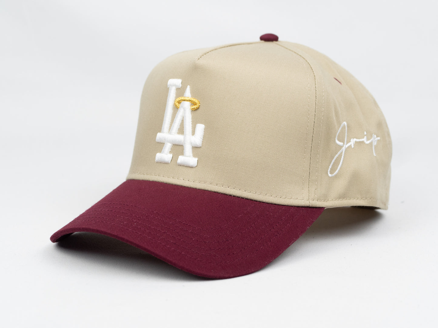 LA Halo Snapback Hat (KHAKI/MAROON)