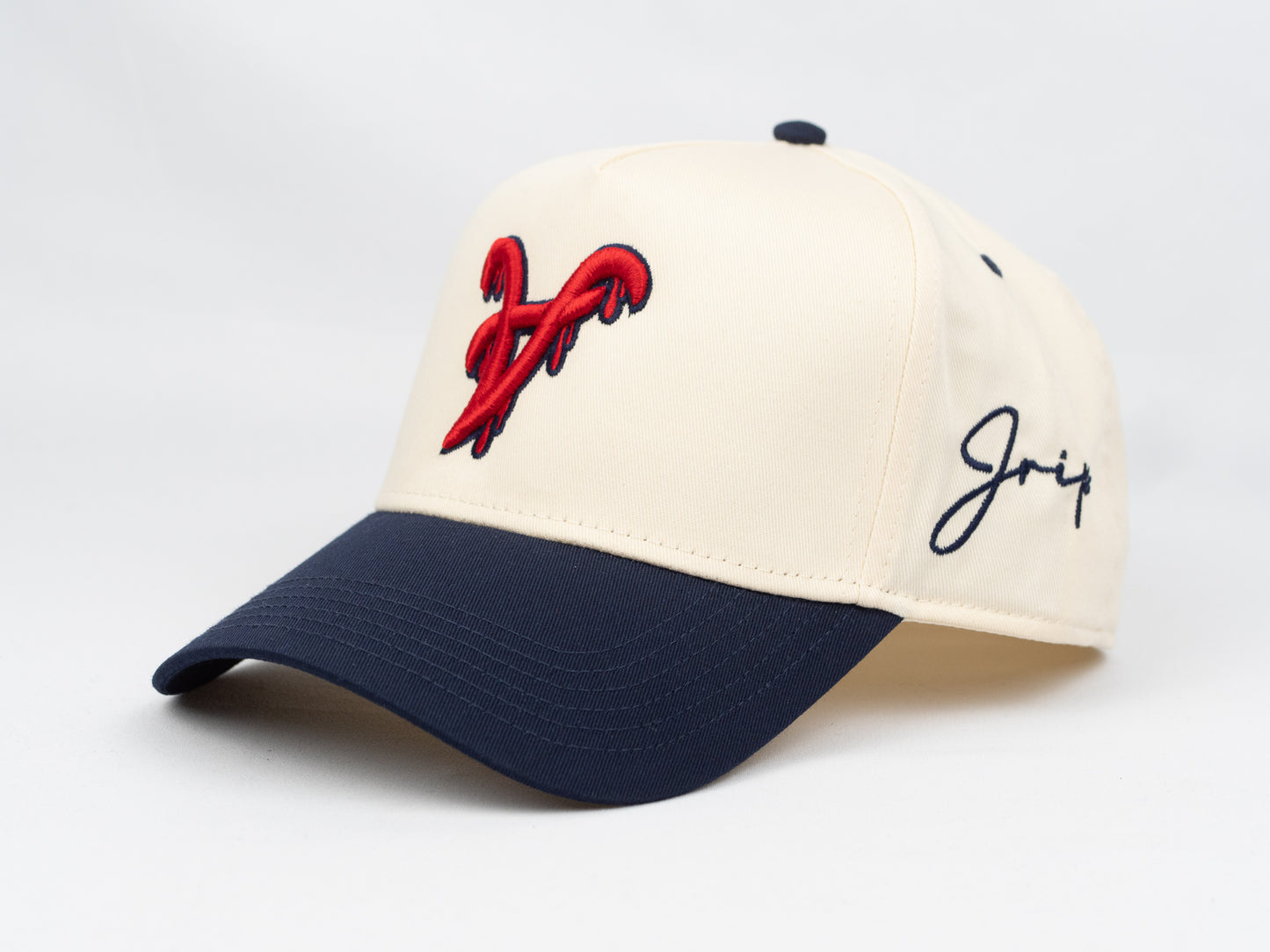 ATL Dripping Snapback Hat (CREAM/NAVY BLUE)