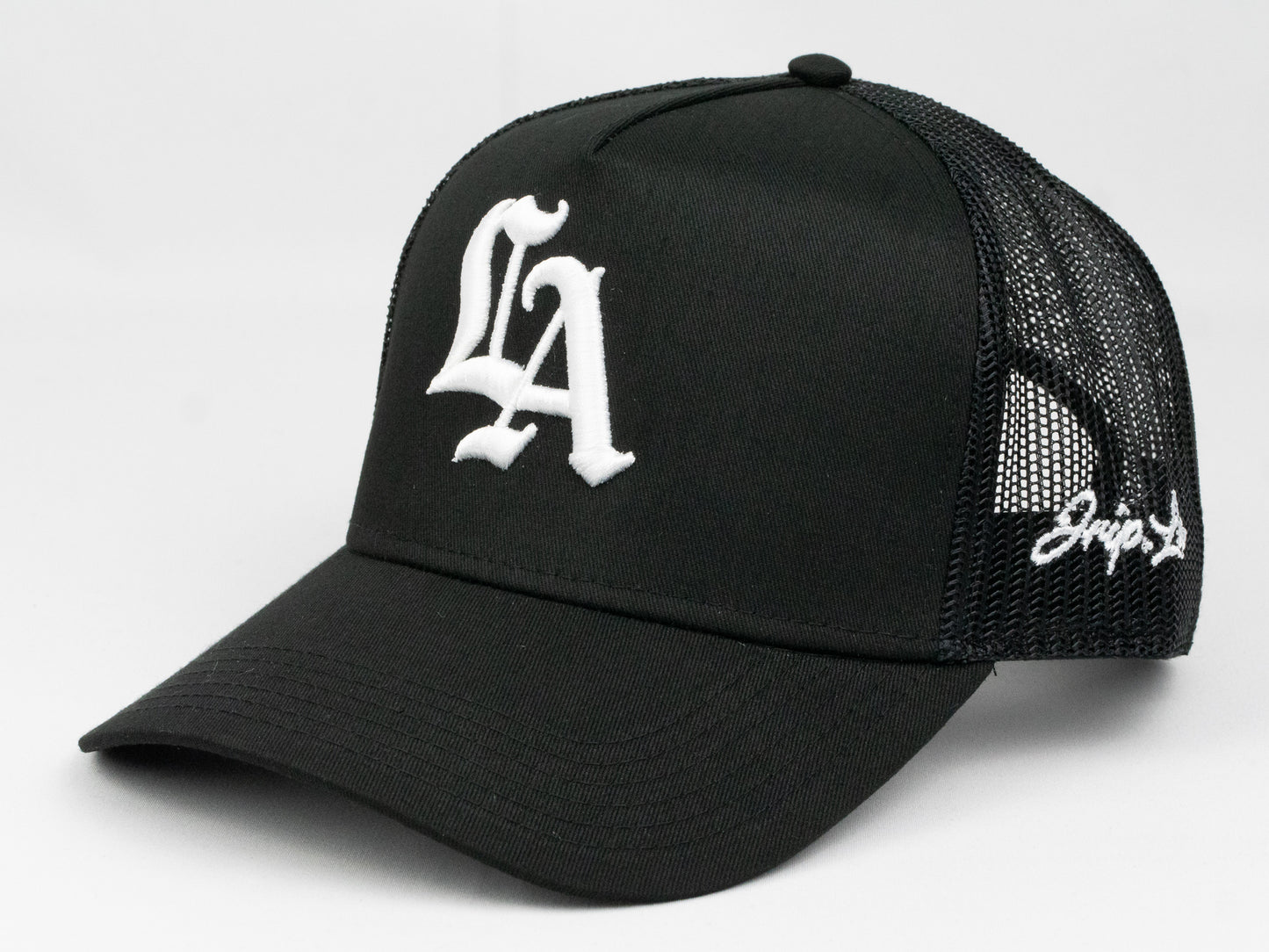 Old English LA Structured Trucker Hat (BLACK)