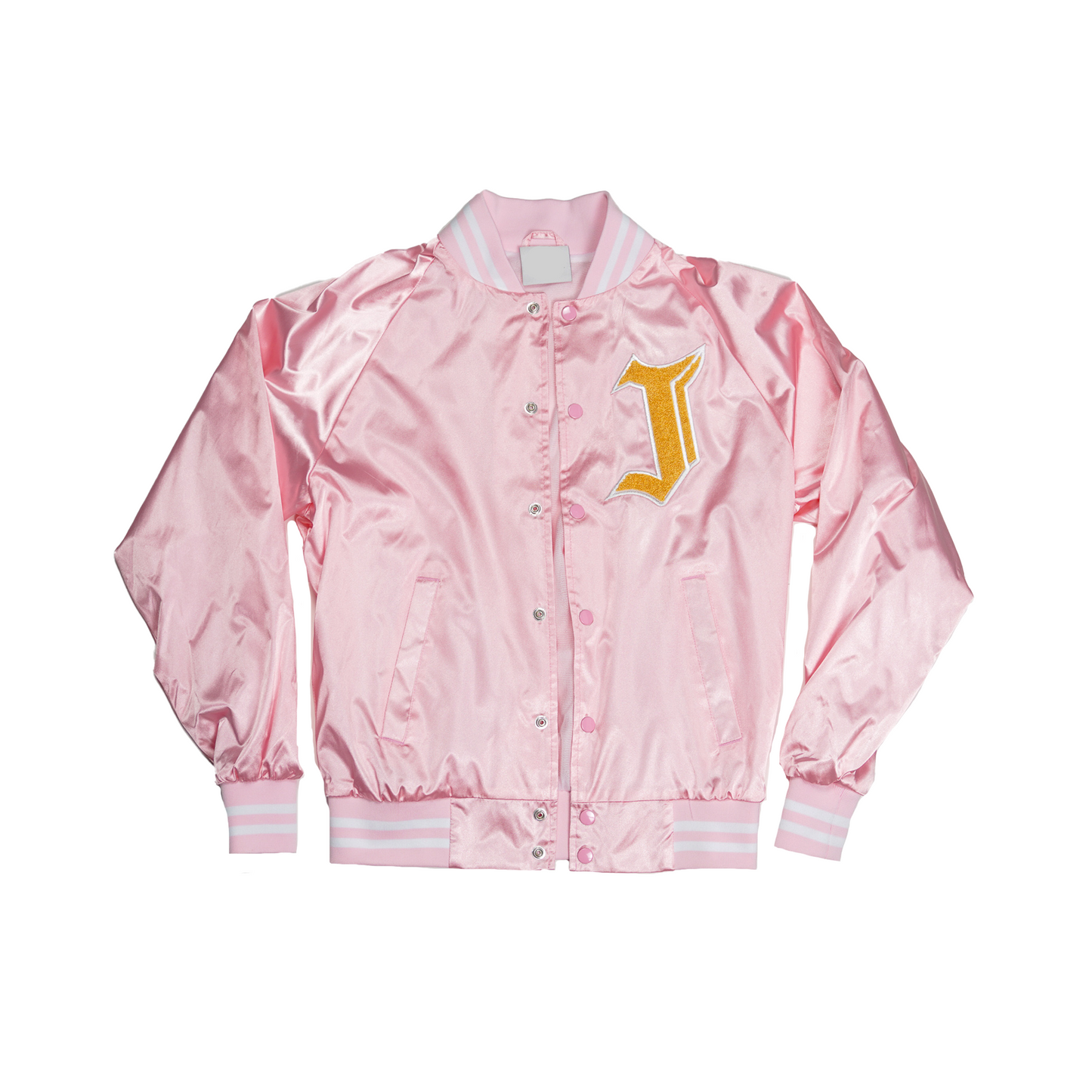 SATIN VARSITY JACKET (PINK)