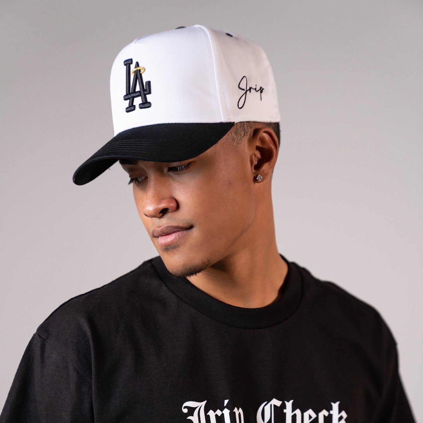 2 Tone White/Black Brim Hat