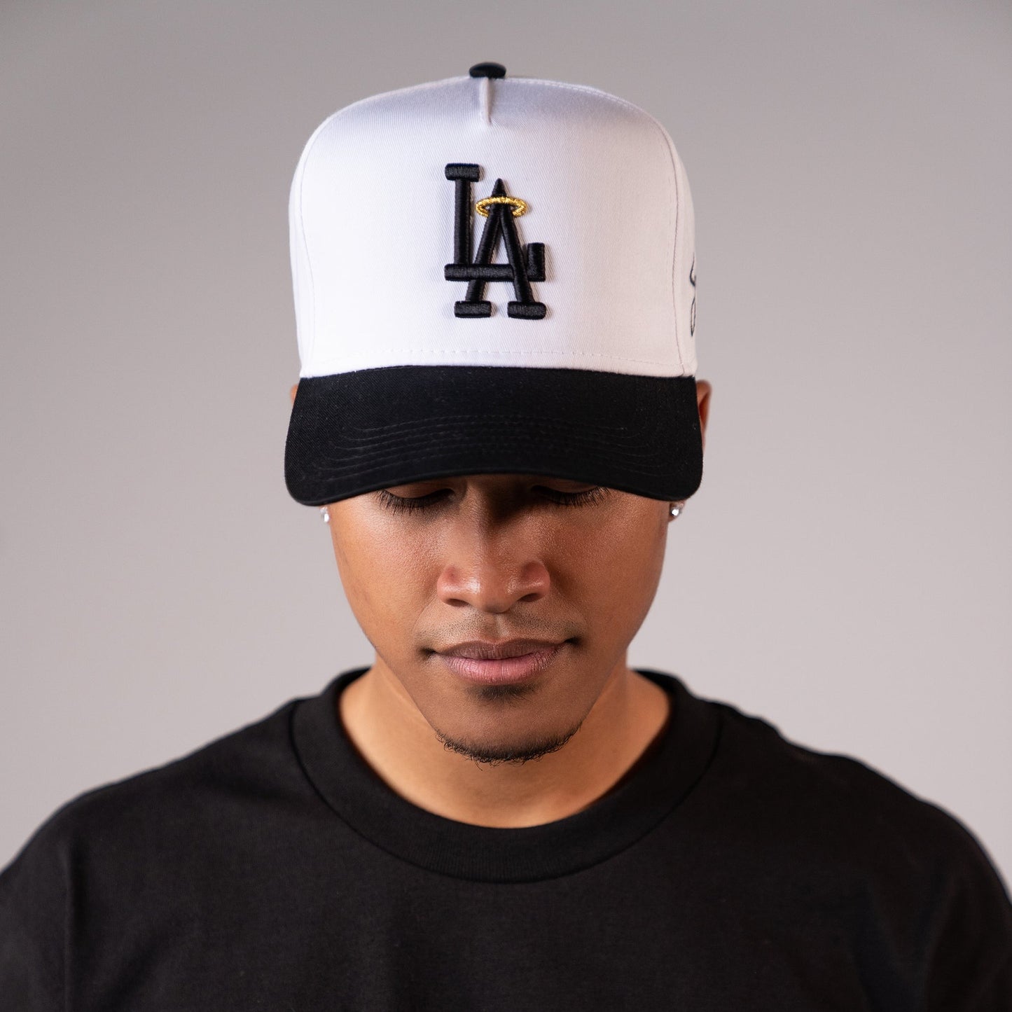 2 Tone White/Black Brim Hat