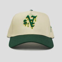 A Dripping Snapback Hat (KHAKI/FOREST GREEN)