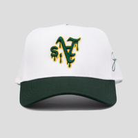 A Dripping Snapback Hat (TWO TONE/WHITE & GREEN)