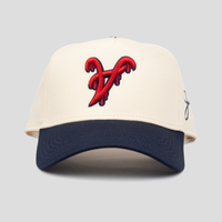 ATL Dripping Snapback Hat (CREAM/NAVY BLUE)