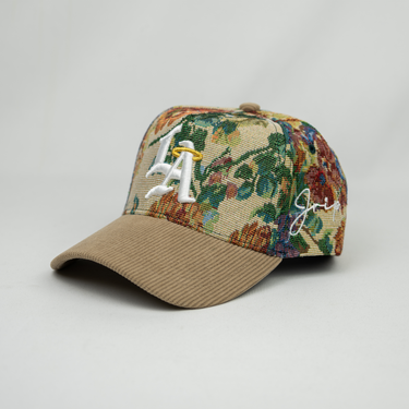 LA Halo Snapback Hat (FLORAL/KHAKI CORDUROY)