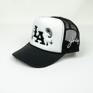 LA Paisley Trucker Hat (BLACK/WHITE)