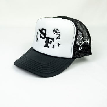 SF Paisley Trucker Hat (BLACK/WHITE)